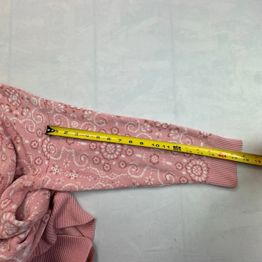 Isaac Mizrahi Live Cardigan Sweater Womens 1X Pink Jacquard Floral Open Front
